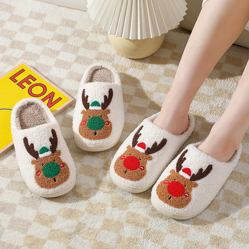 Cozy Christmas Elk Bedroom Slippers - Soft & Stylish House Shoes