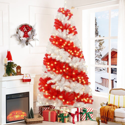 6ft LED-Lit Candy Cane Christmas Tree with 900 Branches