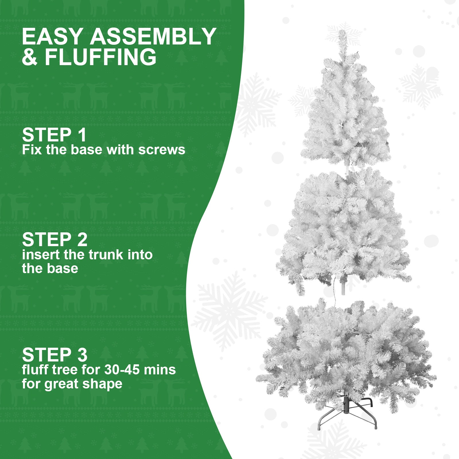 5ft White Artificial Christmas Tree with Hinged Memory Wire