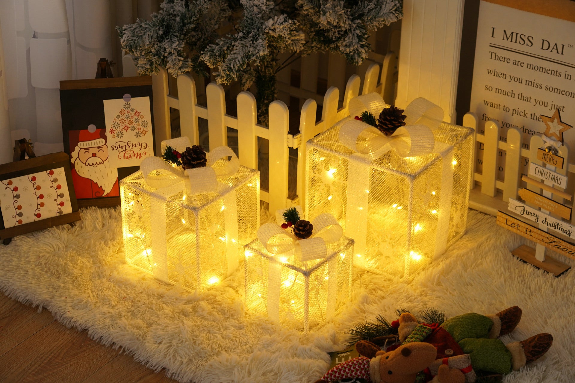 Battery-Powered LED Christmas Gift Box Decoration Lights Set