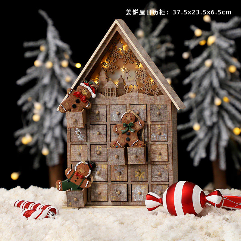 Handcrafted Wooden Christmas Calendar - Red & Green Decor