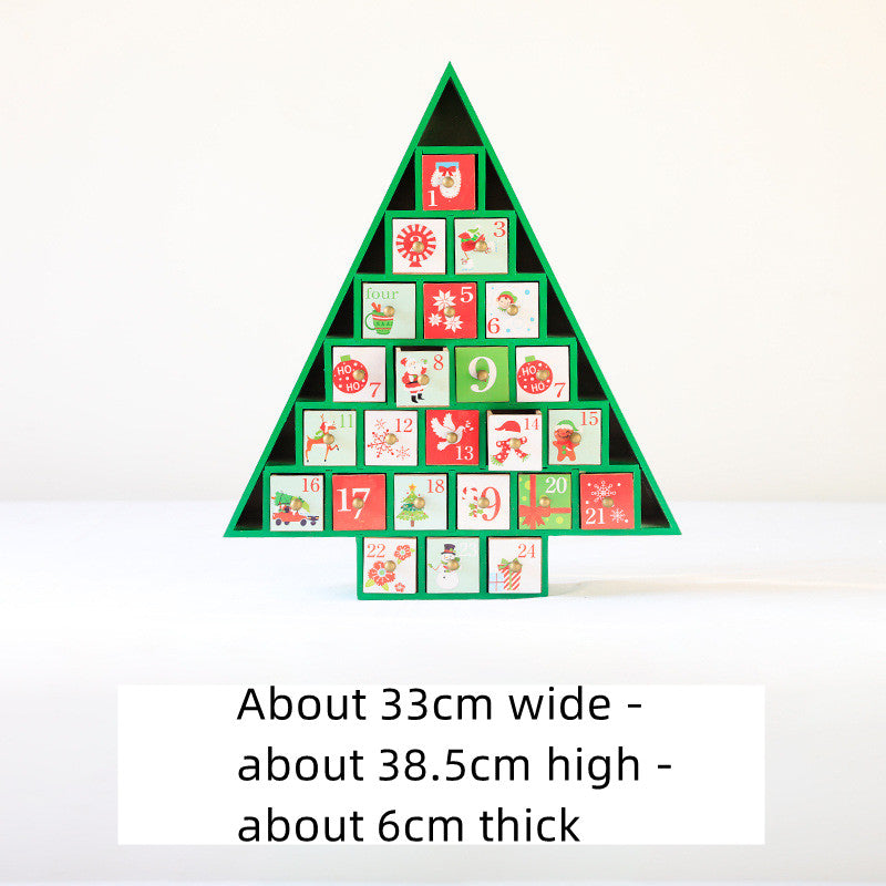 Handcrafted Wooden Christmas Calendar - Red & Green Decor