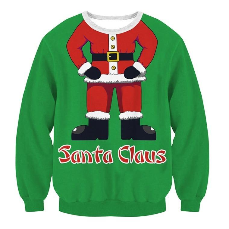 Cozy Festive Christmas Sweater with Santa and Tree Prints