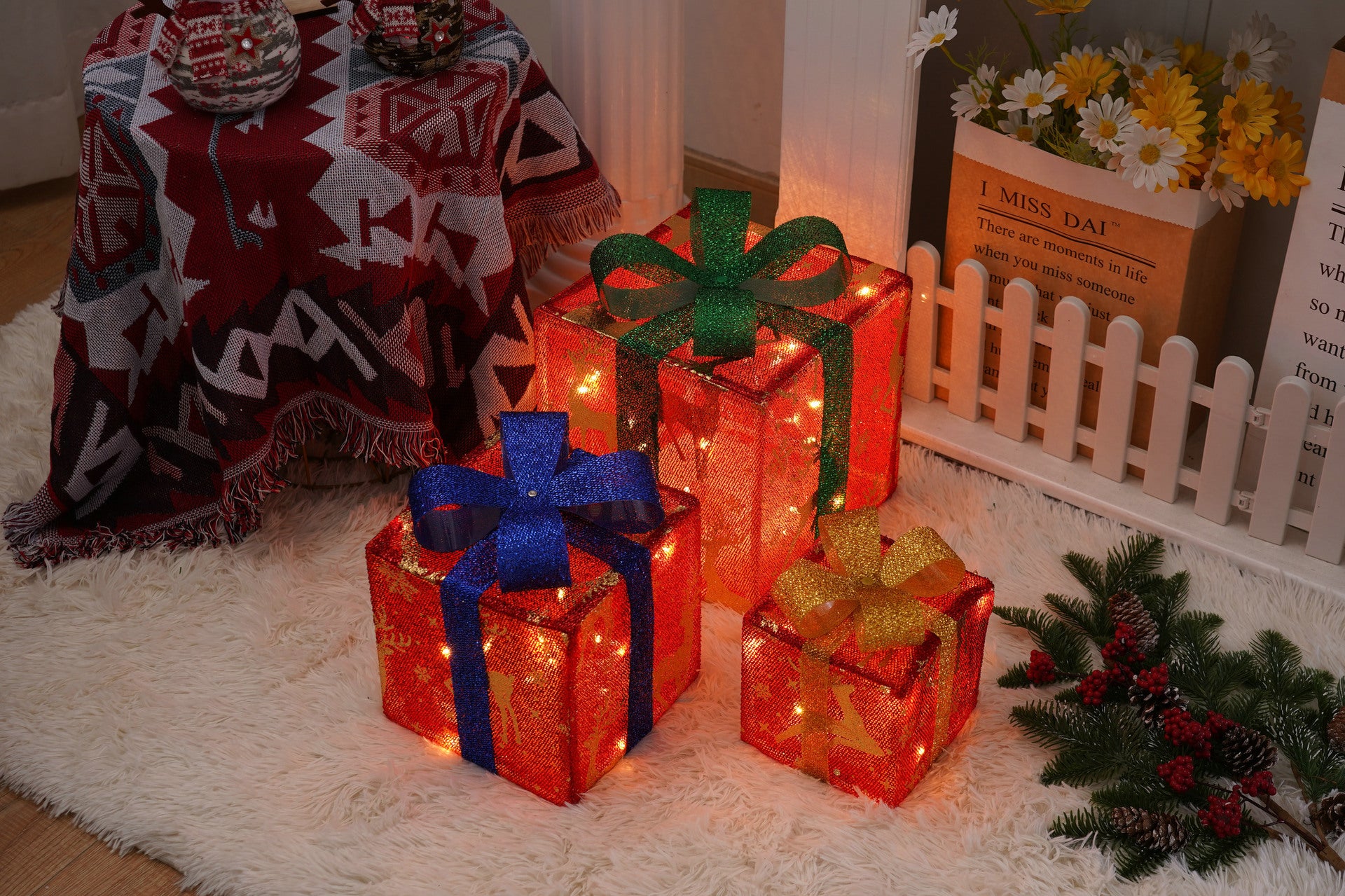 Battery-Powered LED Christmas Gift Box Decoration Lights Set