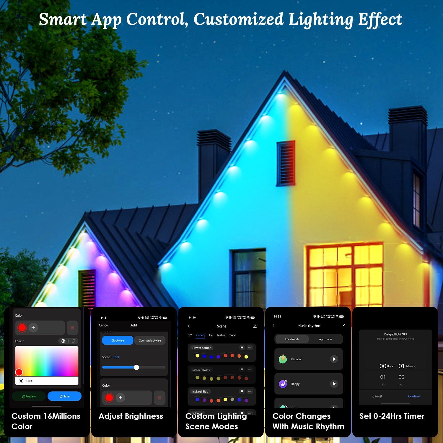 101FT Smart Outdoor RGB Lights - Waterproof & Alexa Compatible