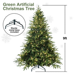 Hybrid PE/PVC Christmas Tree with Lights - Multiple Sizes