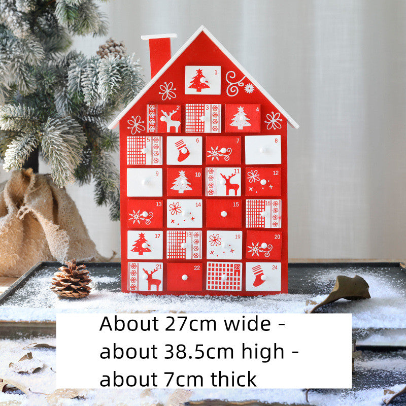 Handcrafted Wooden Christmas Calendar - Red & Green Decor