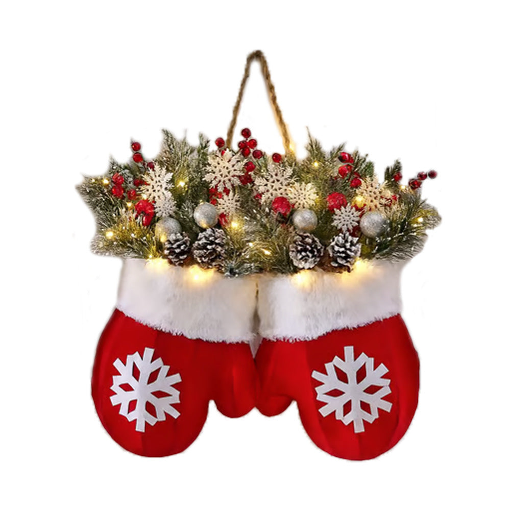 Christmas Glove Wreath with LED Lights for Festive Decor