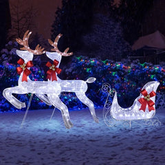 Lighted Reindeer & Sleigh Set with 270 LED Holiday Lights
