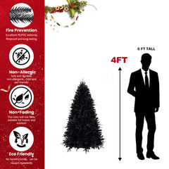 Black Christmas Tree with White Lights, 4ft-9ft, PE/PVC Mix
