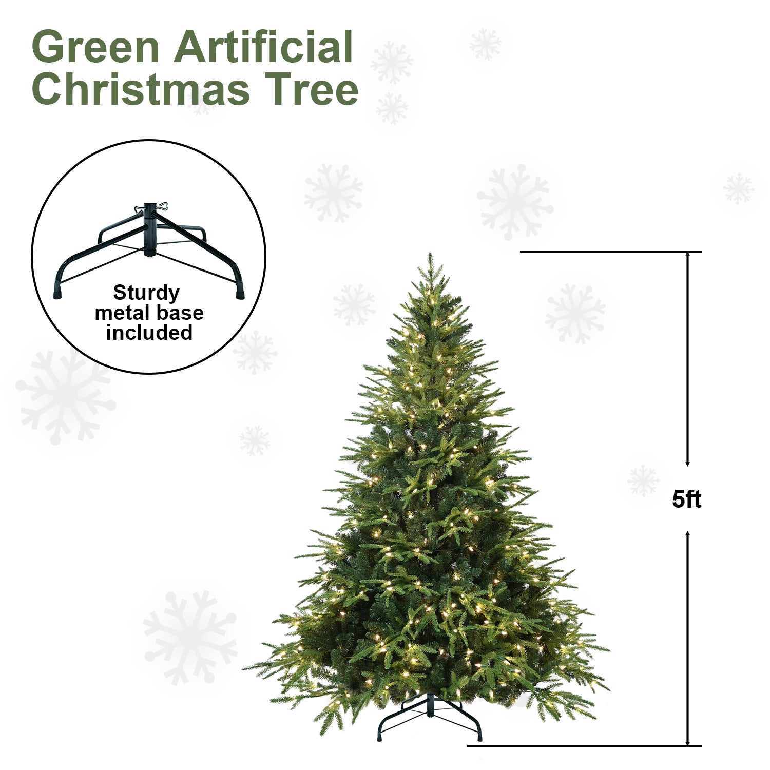 Hybrid PE/PVC Christmas Tree with Lights - Multiple Sizes