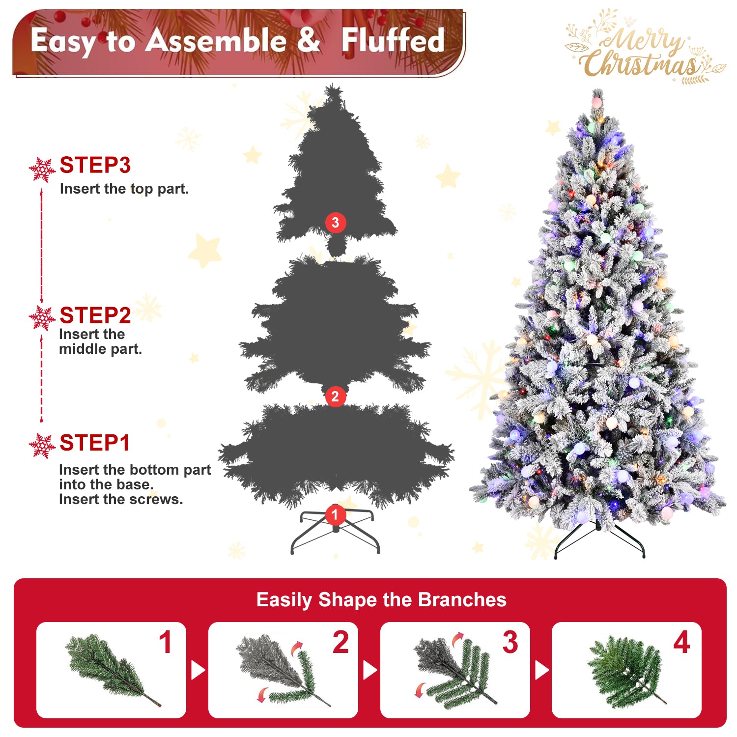7.5ft & 8ft Mixed PVC/PE Christmas Trees with Memory Wire