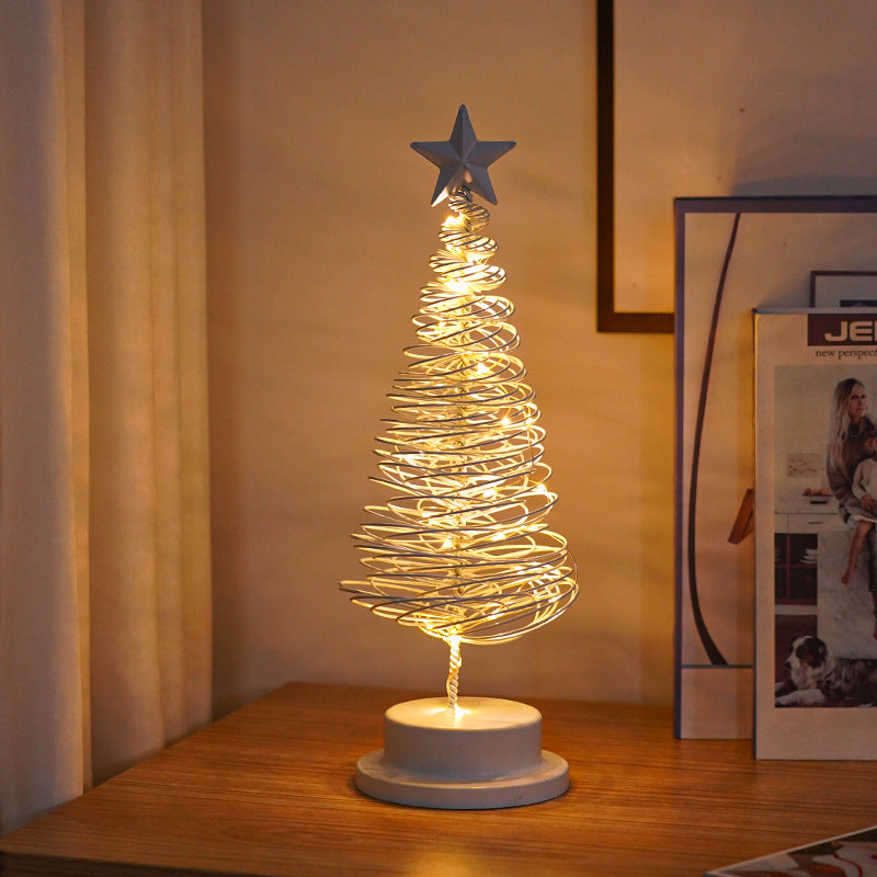 LED Metal Spiral Christmas Tree Decor with Warm Lights