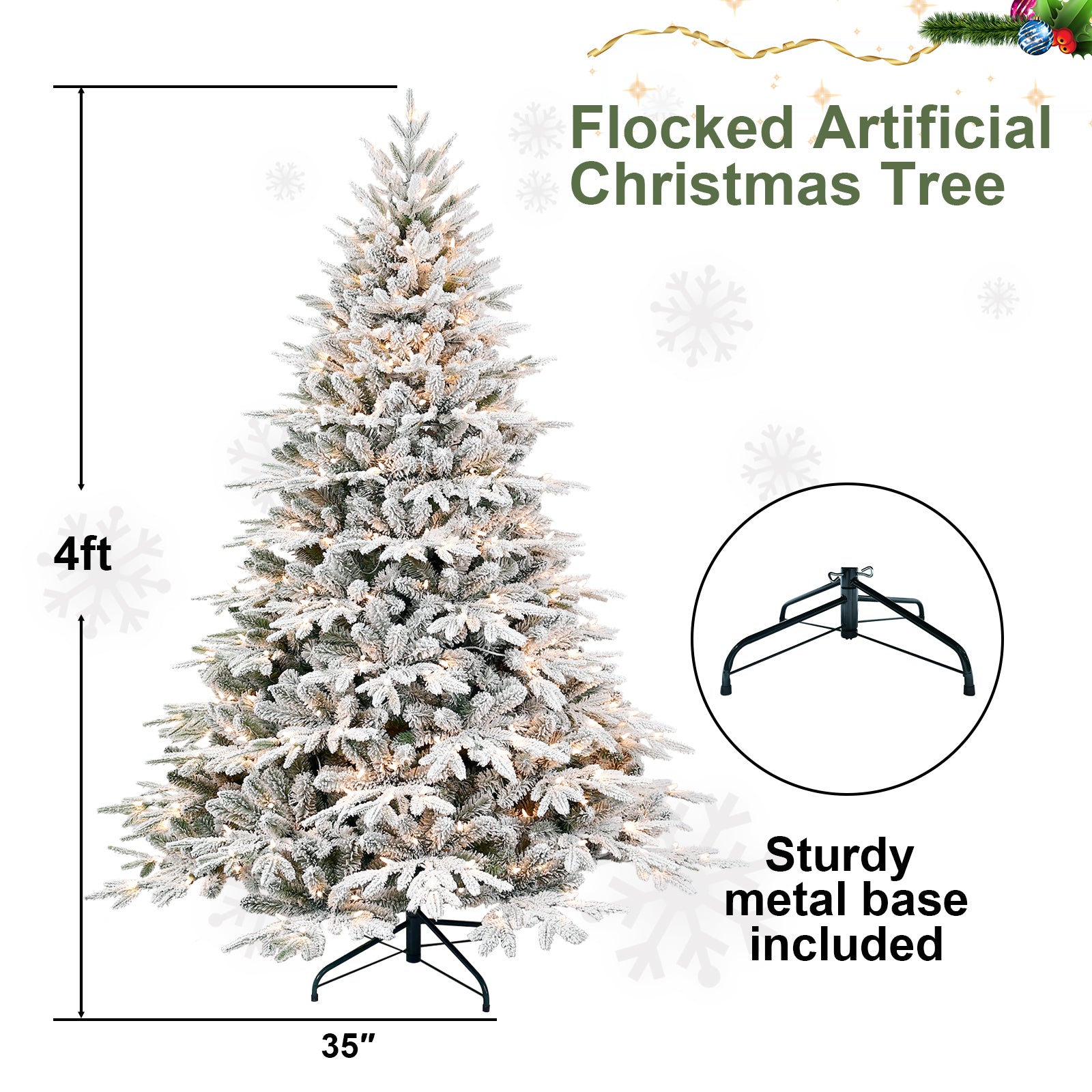 PE/PVC Christmas Tree with Lights - 4ft to 9ft Sizes