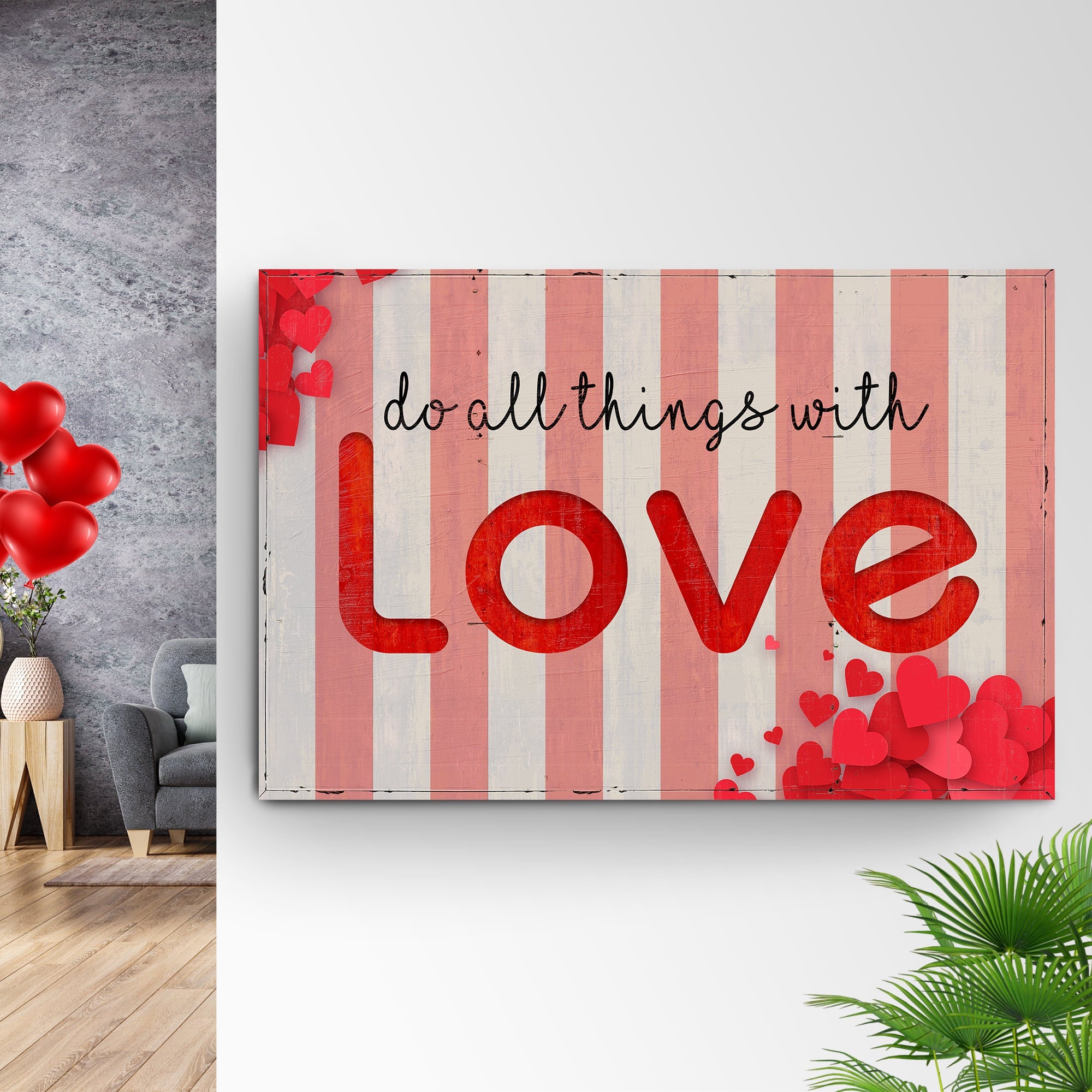 Valentine's Day Wall Art - Elegant Personalized Canvas Sign