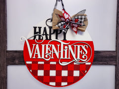 Buffalo Plaid Valentine's Day Hand-Painted Doorhanger 3D
