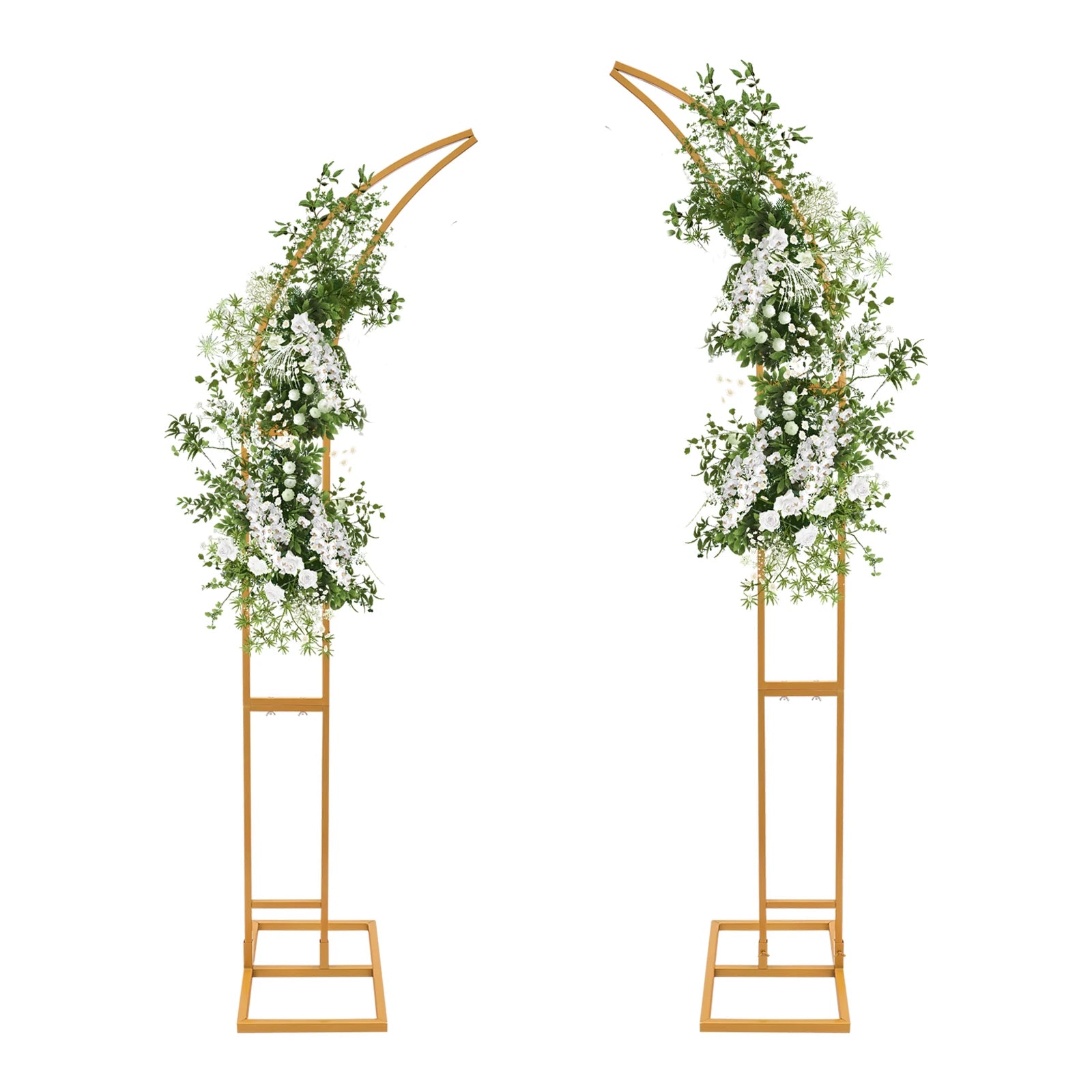 White/Gold Wedding Arch Backdrop Stand - 2.1m 2pcs Set