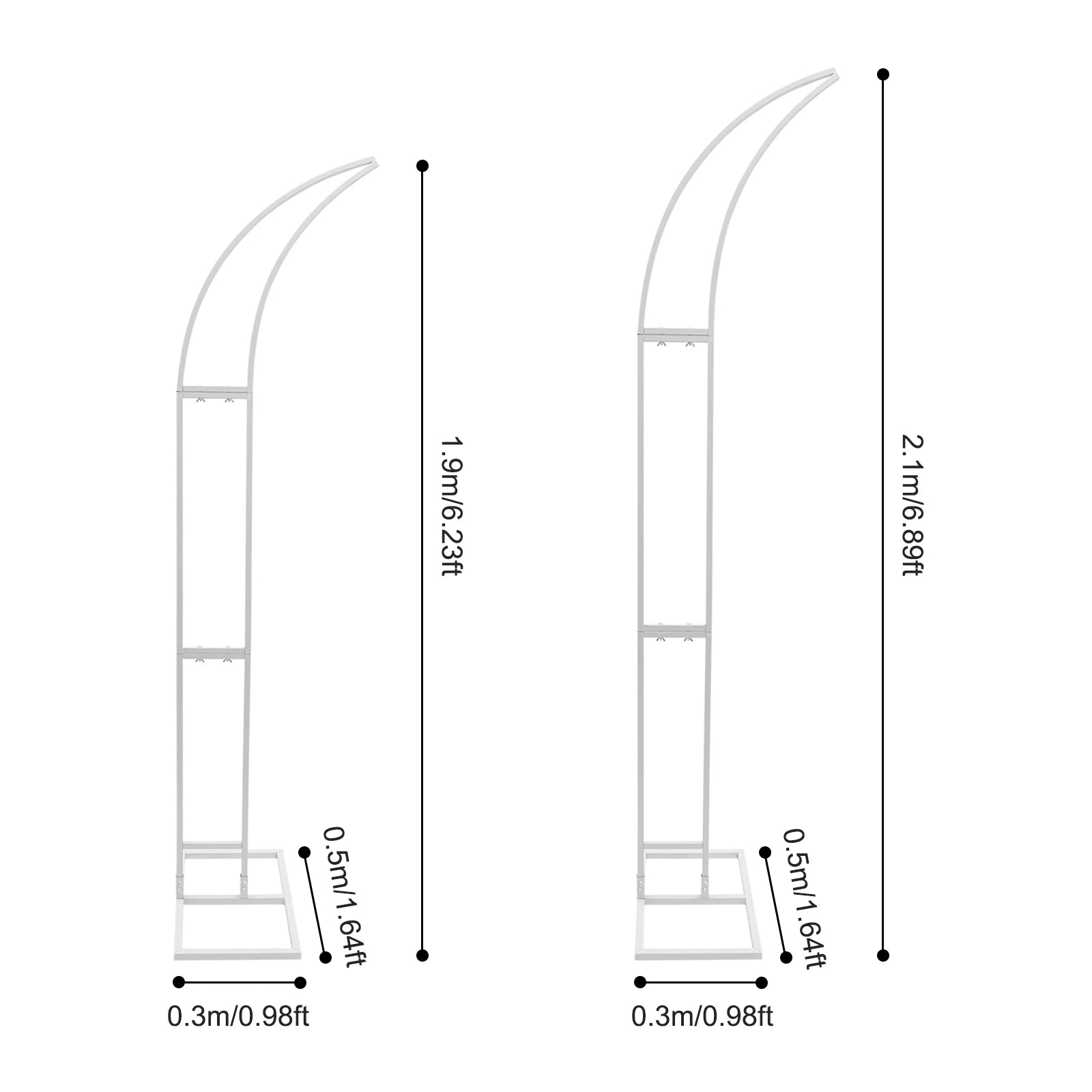 White/Gold Wedding Arch Backdrop Stand - 2.1m 2pcs Set