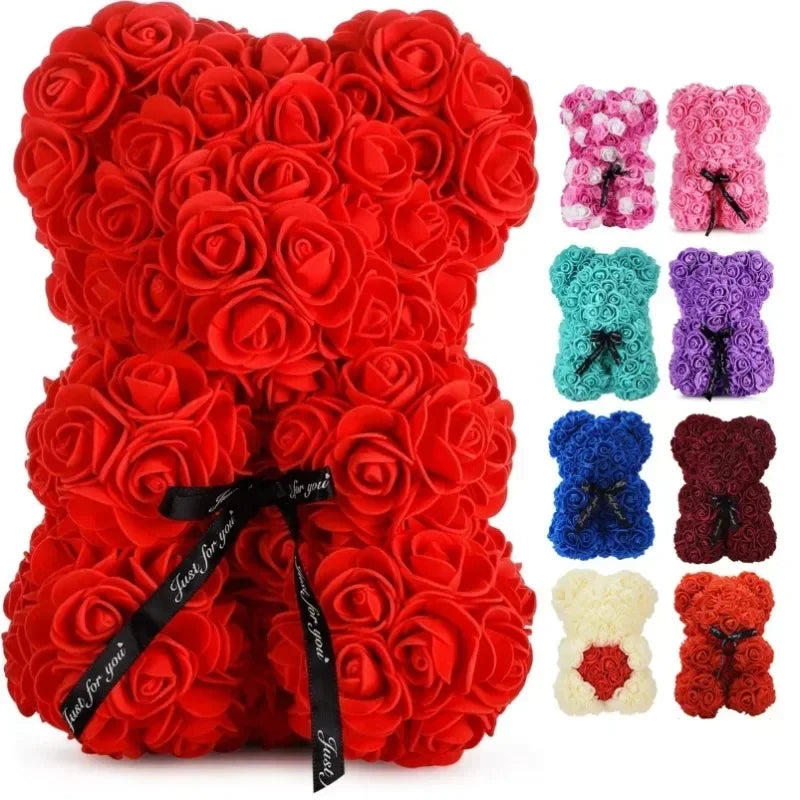 Artificial Eternal Rose Teddy Bear for Mother's Day Gifts