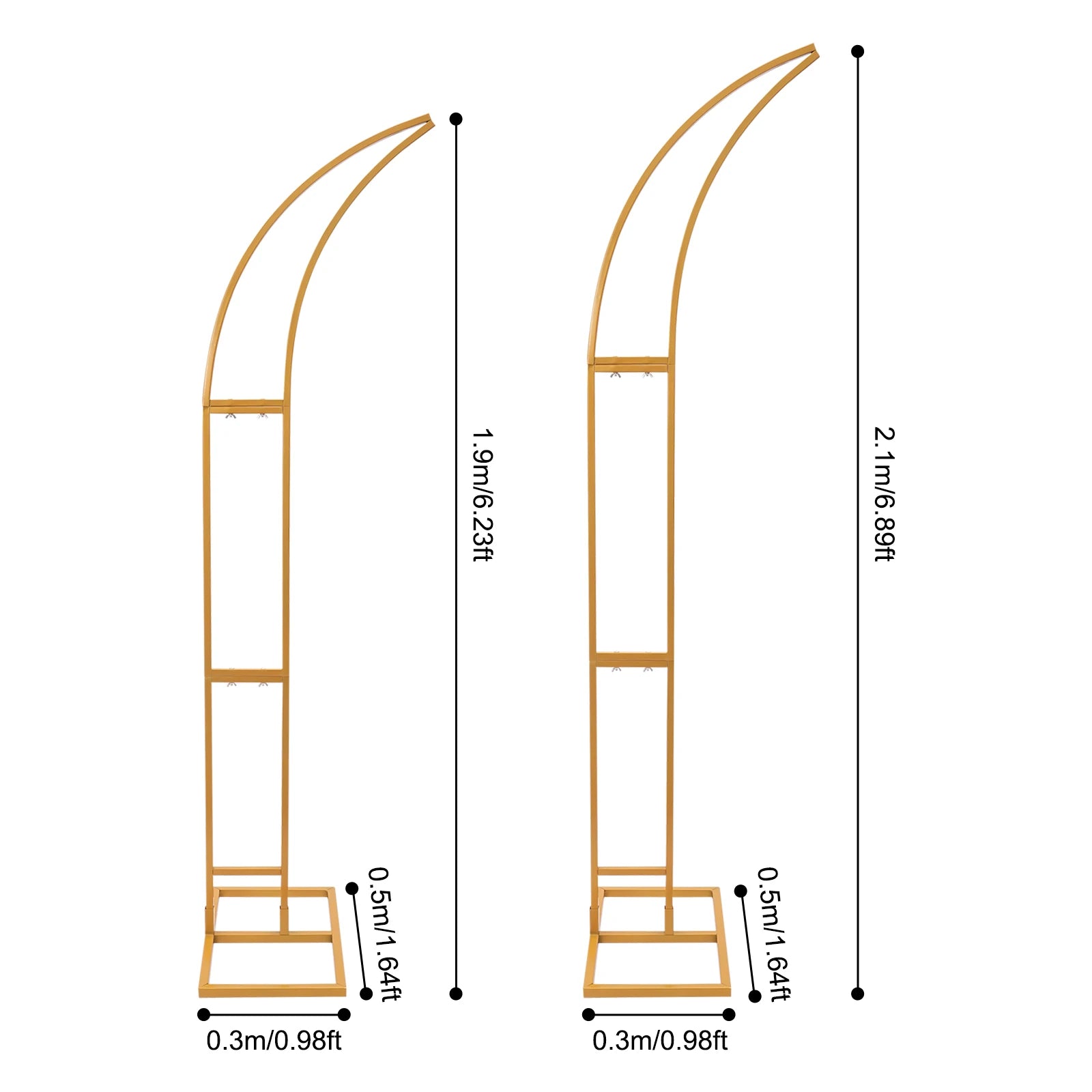 White/Gold Wedding Arch Backdrop Stand - 2.1m 2pcs Set