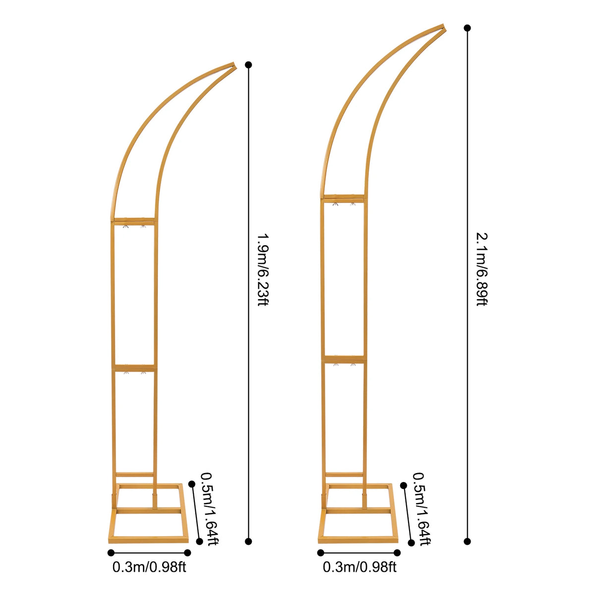 White/Gold Wedding Arch Backdrop Stand - 2.1m 2pcs Set