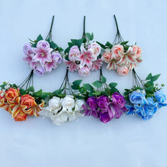 Spring Bouquet: 9-Stem Mixed Roses & Lilies, Silk Flowers