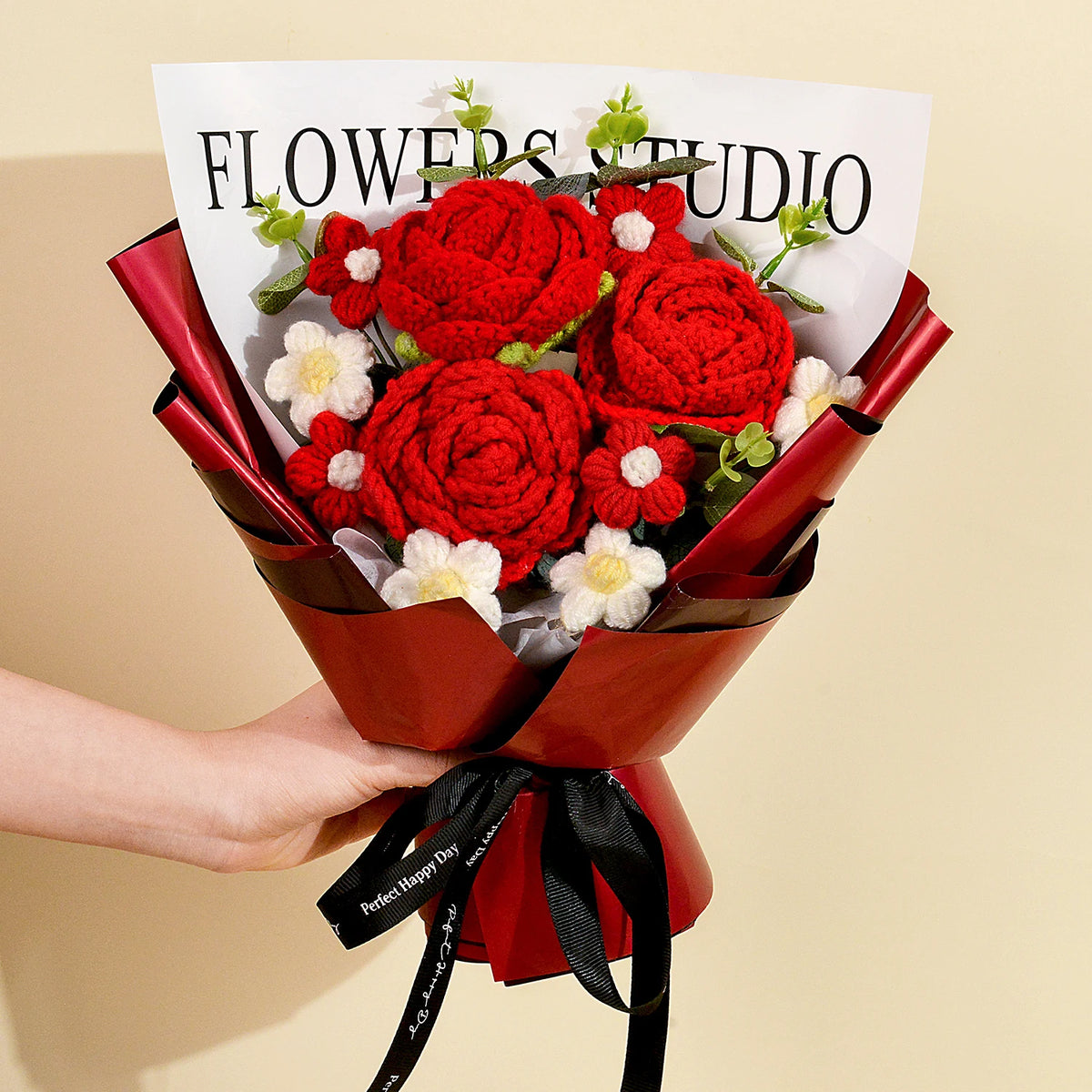 Handmade Crochet Red Rose Bouquet for Special Occasions