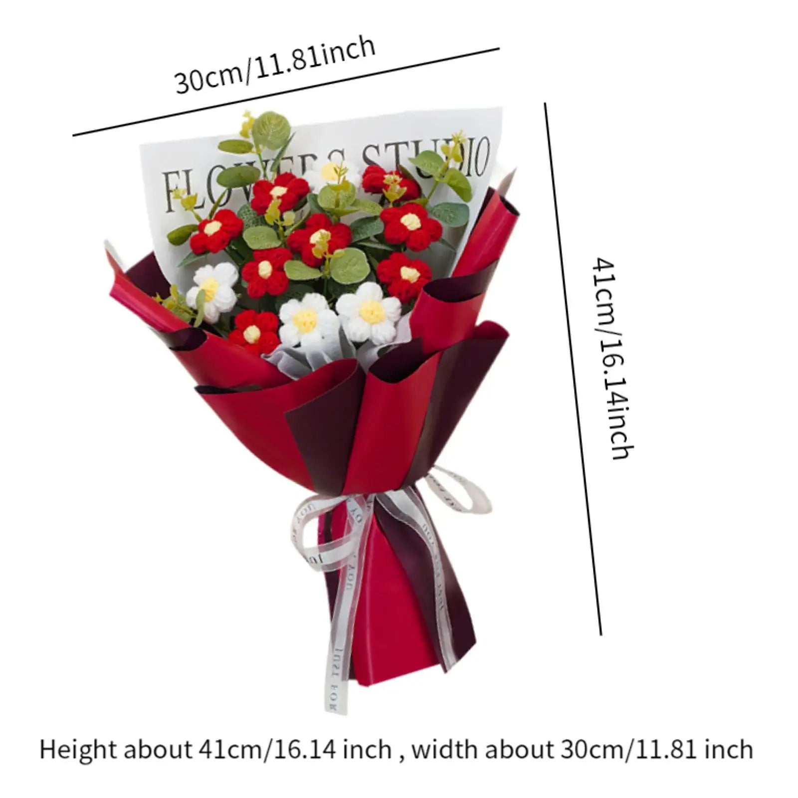 Handcrafted Knitted Crochet Flower Bouquet for Home Decor