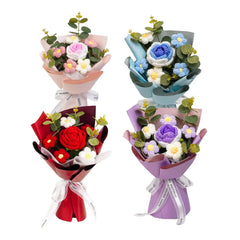 Handcrafted Knitted Crochet Flower Bouquet for Home Decor