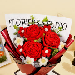Handmade Crochet Red Rose Bouquet for Special Occasions