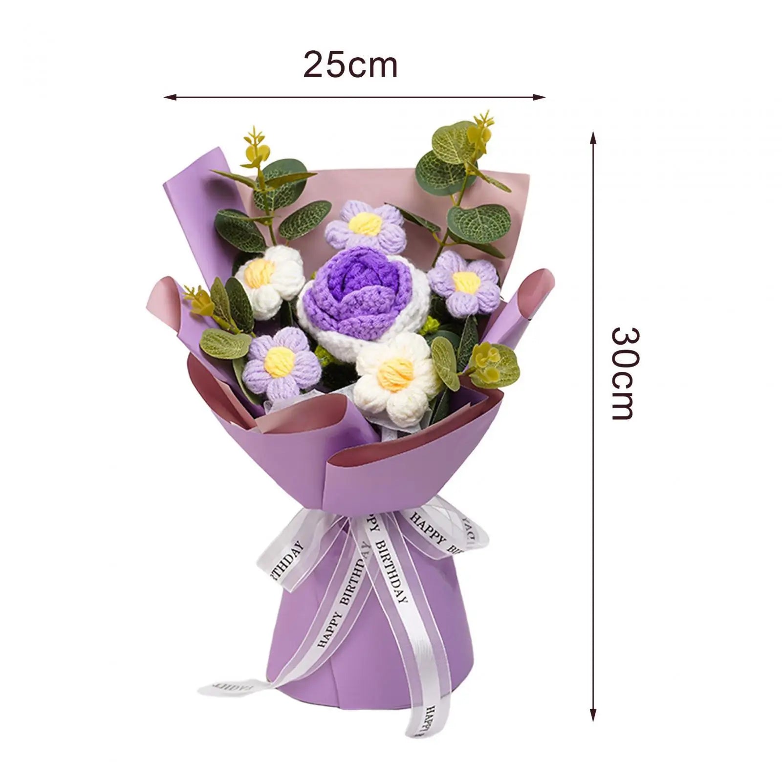 Handcrafted Knitted Crochet Flower Bouquet for Home Decor