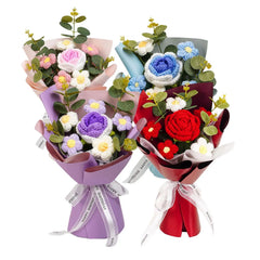 Handcrafted Knitted Crochet Flower Bouquet for Home Decor
