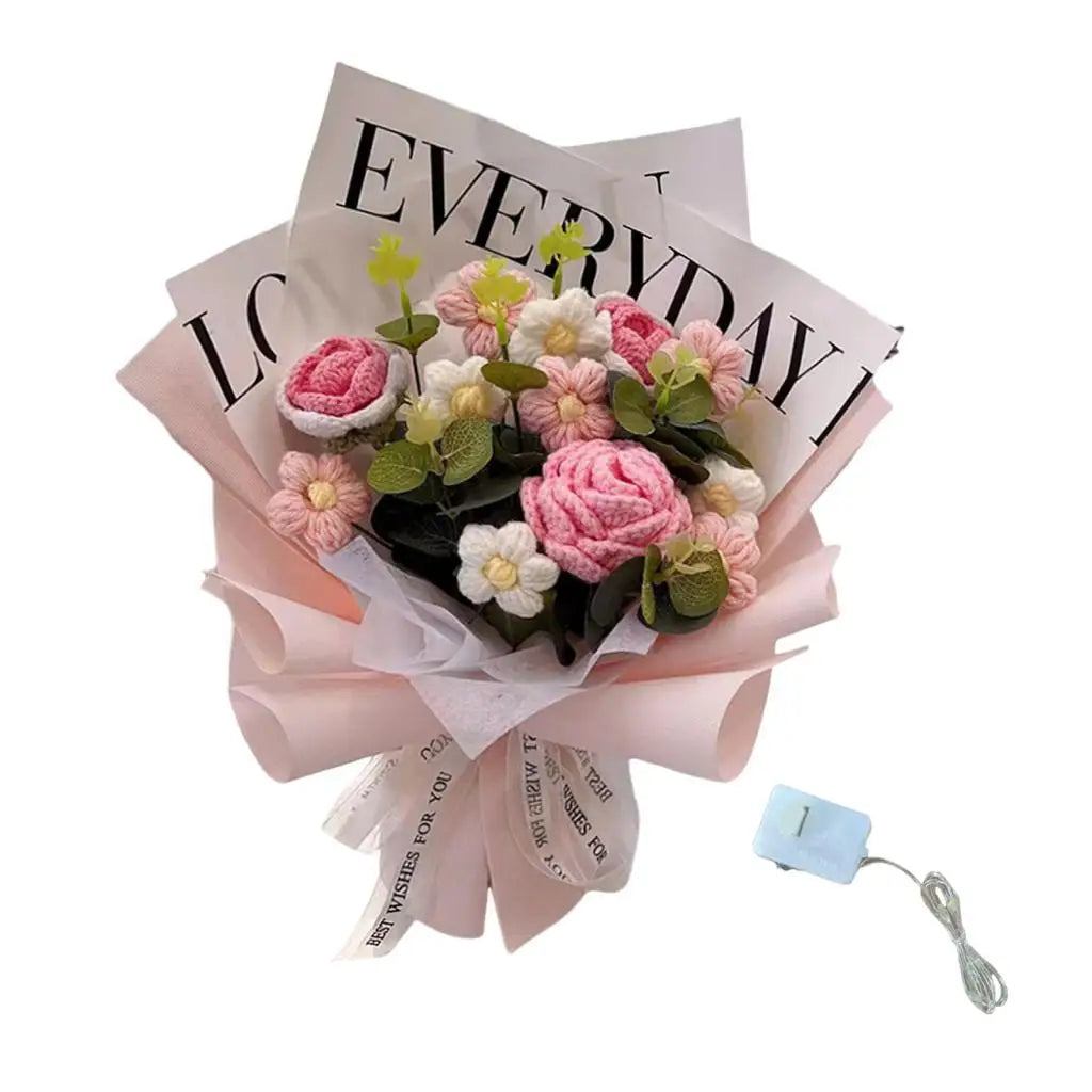 Handcrafted Knitted Crochet Flower Bouquet for Home Decor