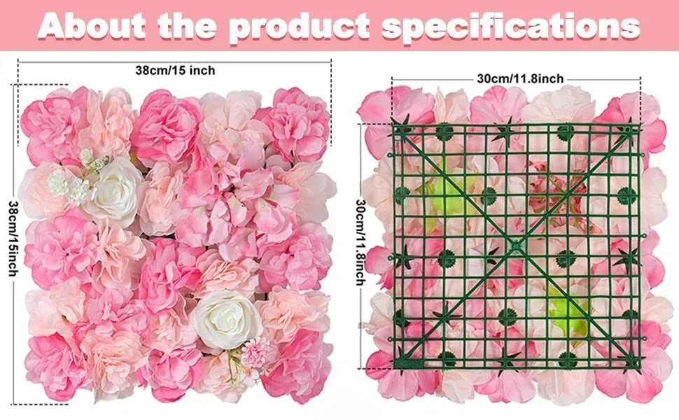 Artificial Rose Wall Panels for Wedding & Event Decor