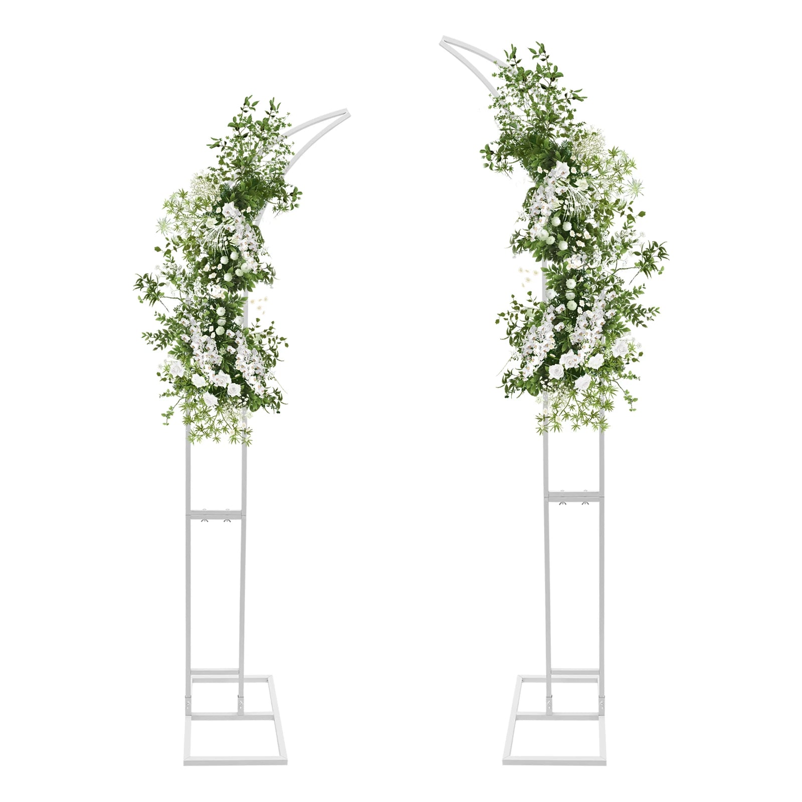 White/Gold Wedding Arch Backdrop Stand - 2.1m 2pcs Set