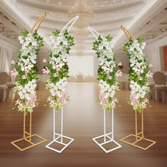 White/Gold Wedding Arch Backdrop Stand - 2.1m 2pcs Set