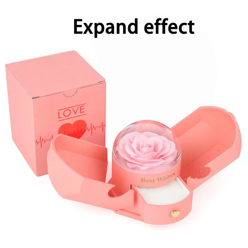 Surprise Flower Jewelry Box with Rose Gold & Hidden Drawer