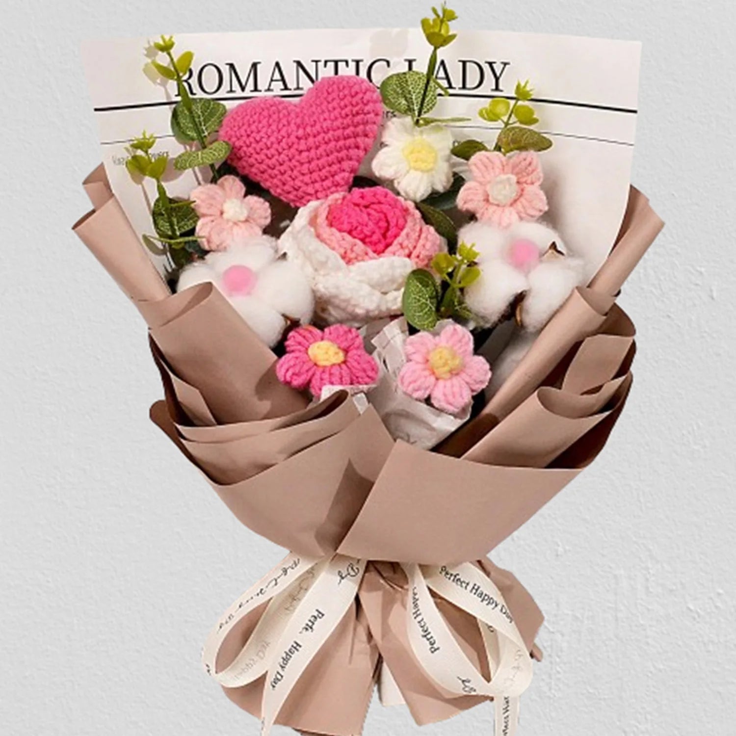 Handmade Crochet Rose Bouquet - Pink & Purple Artificial Roses
