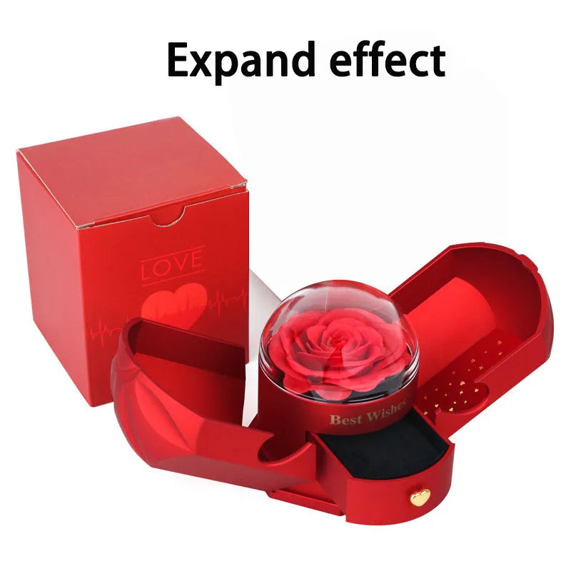 Surprise Flower Jewelry Box with Rose Gold & Hidden Drawer