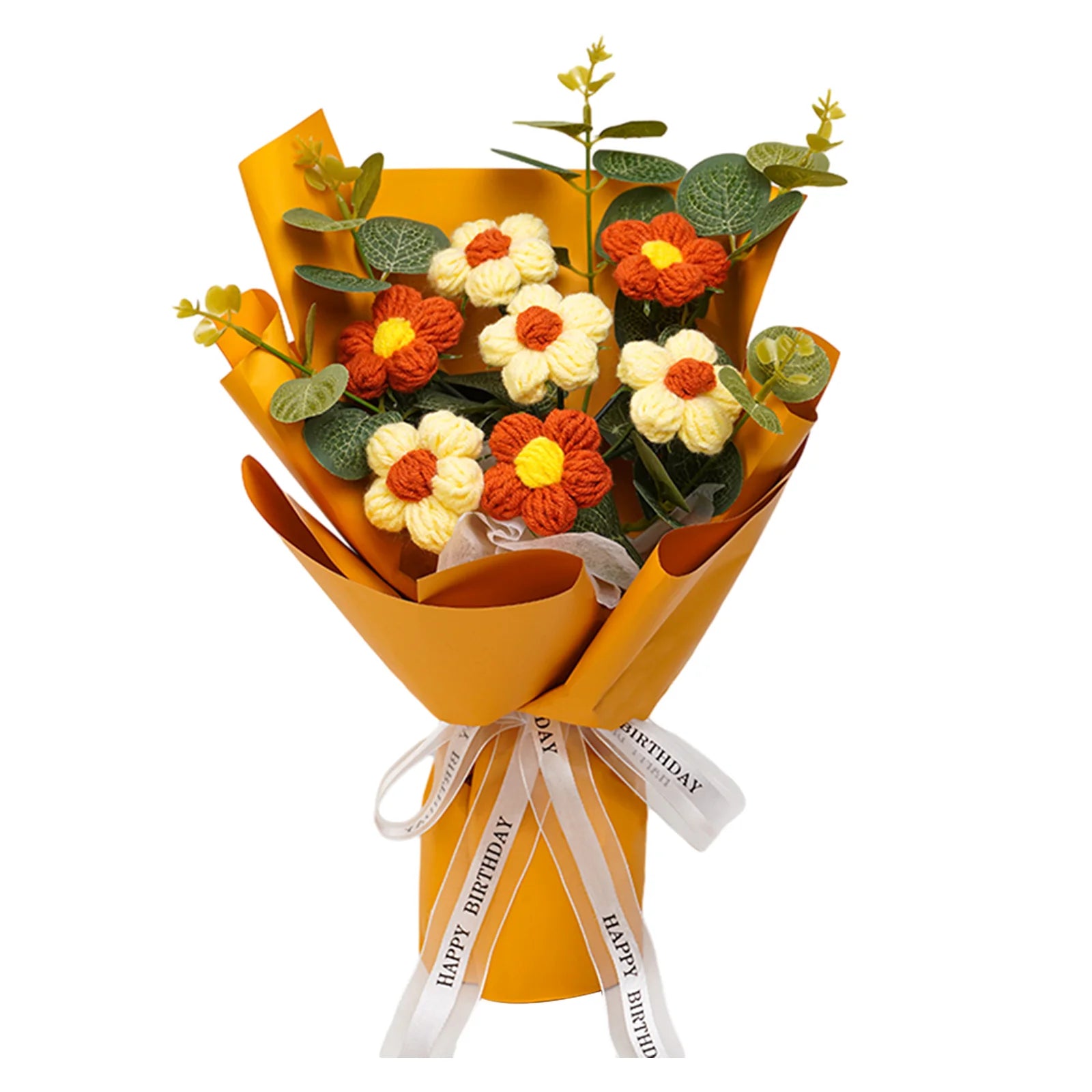 Handcrafted Knitted Crochet Flower Bouquet for Home Decor