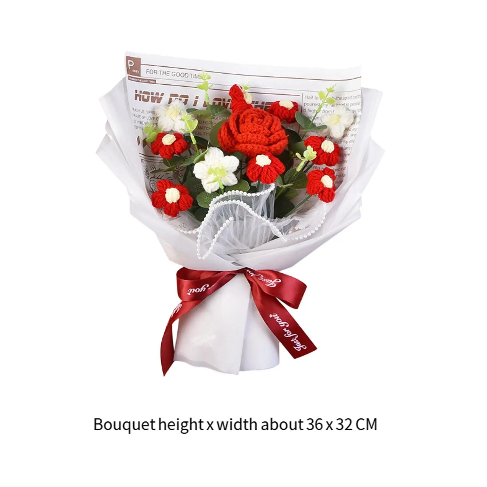 Handcrafted Knitted Crochet Flower Bouquet for Home Decor