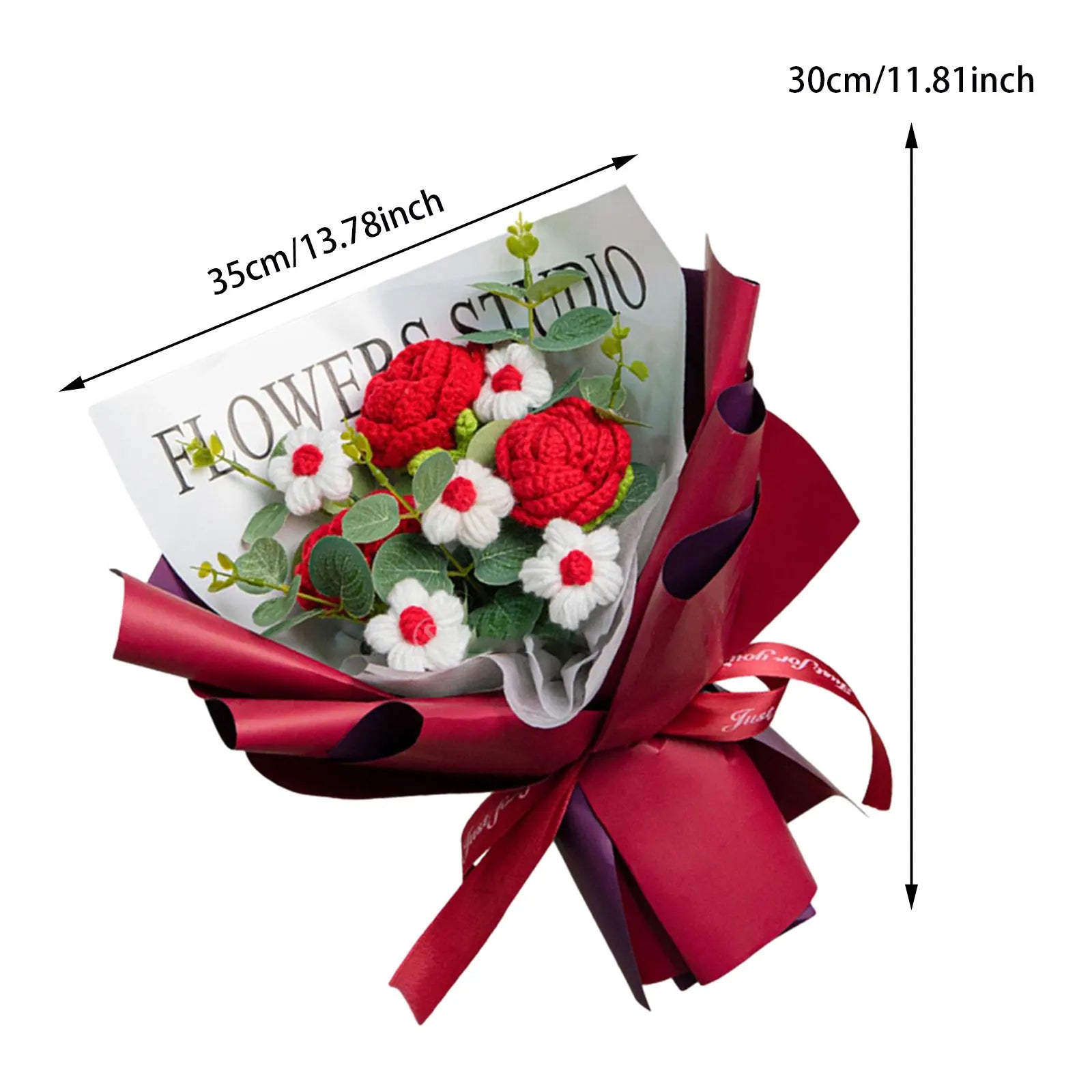 Handcrafted Knitted Crochet Flower Bouquet for Home Decor