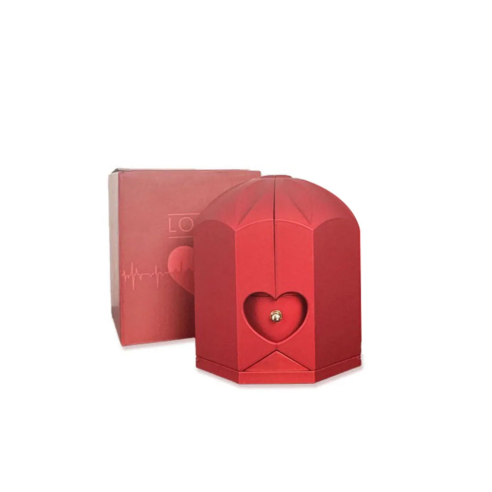 Surprise Flower Jewelry Box with Rose Gold & Hidden Drawer
