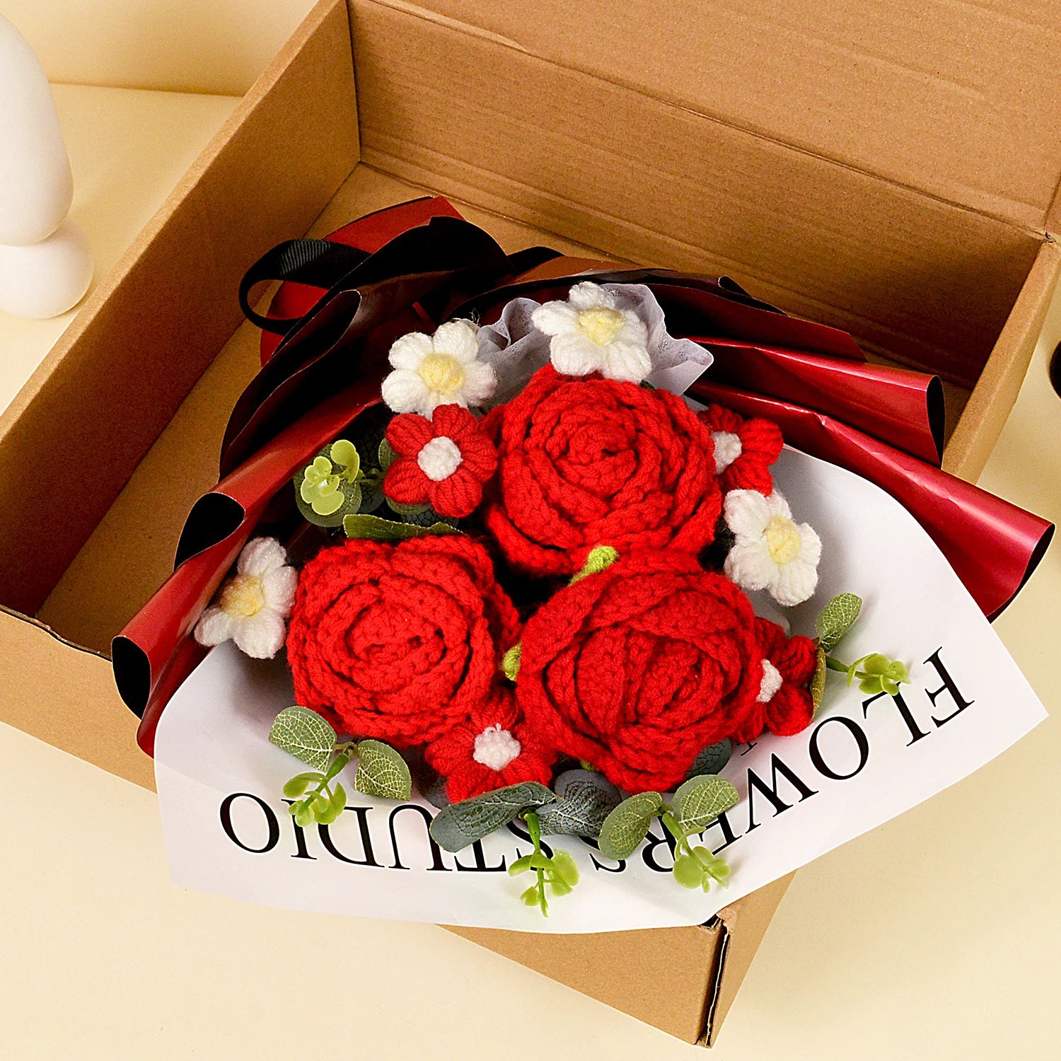 Handmade Crochet Red Rose Bouquet for Special Occasions