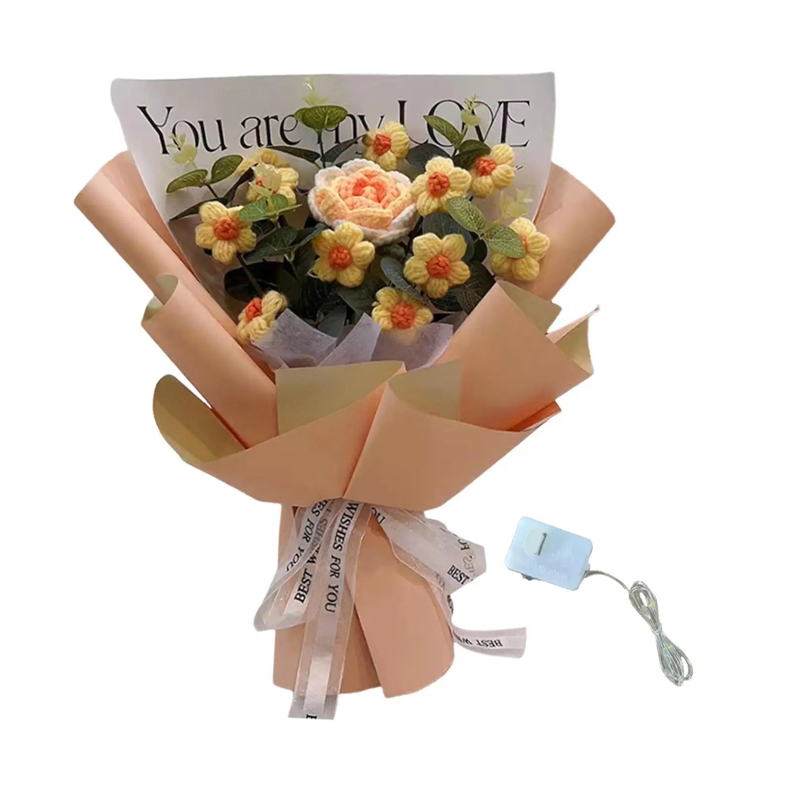 Handcrafted Knitted Crochet Flower Bouquet for Home Decor
