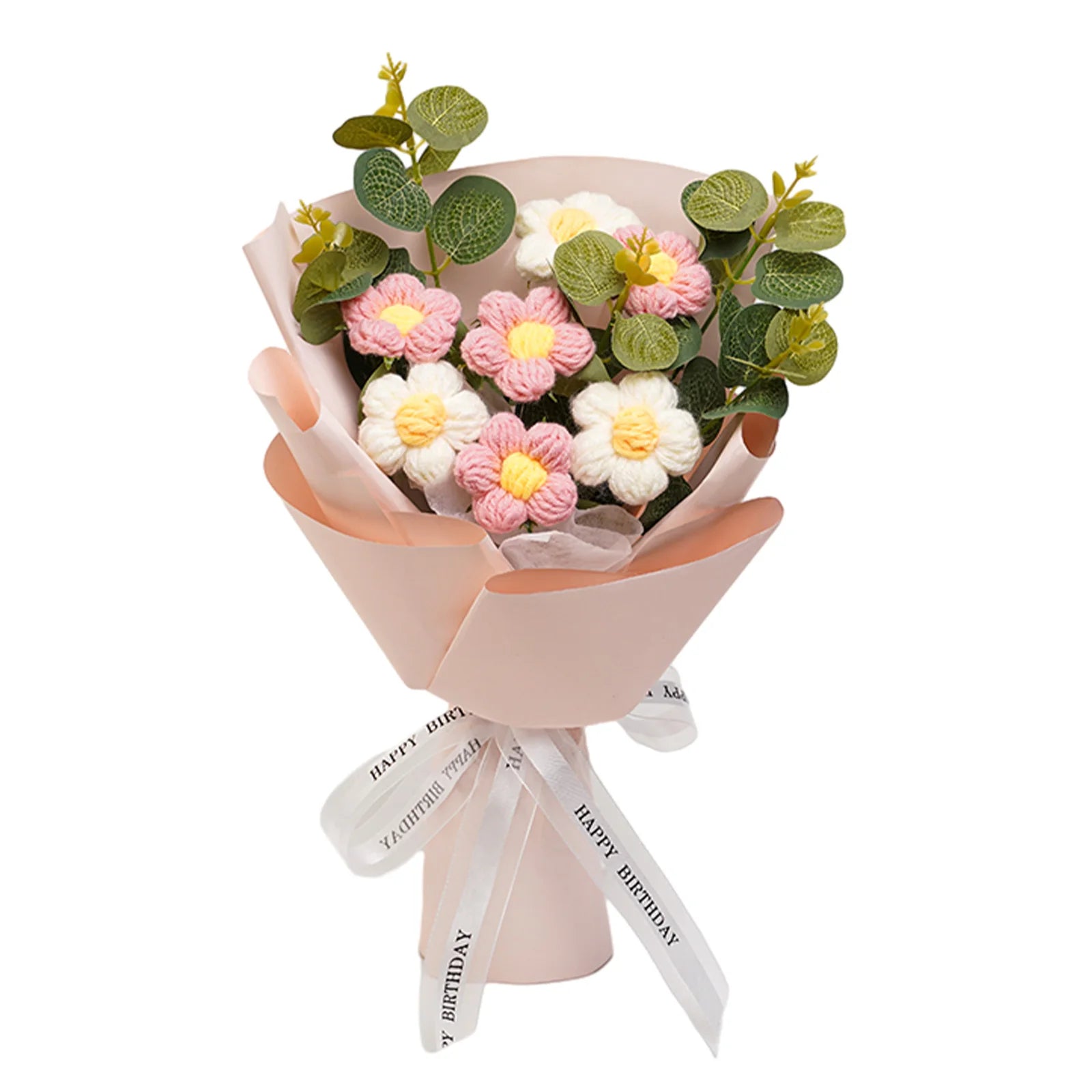 Handcrafted Knitted Crochet Flower Bouquet for Home Decor