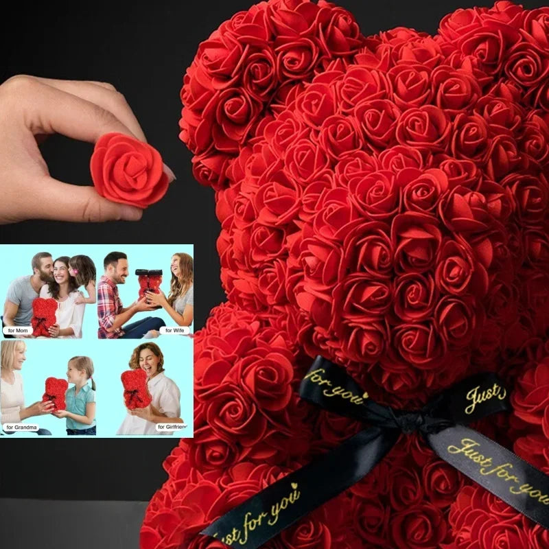 Artificial Eternal Rose Teddy Bear for Mother's Day Gifts