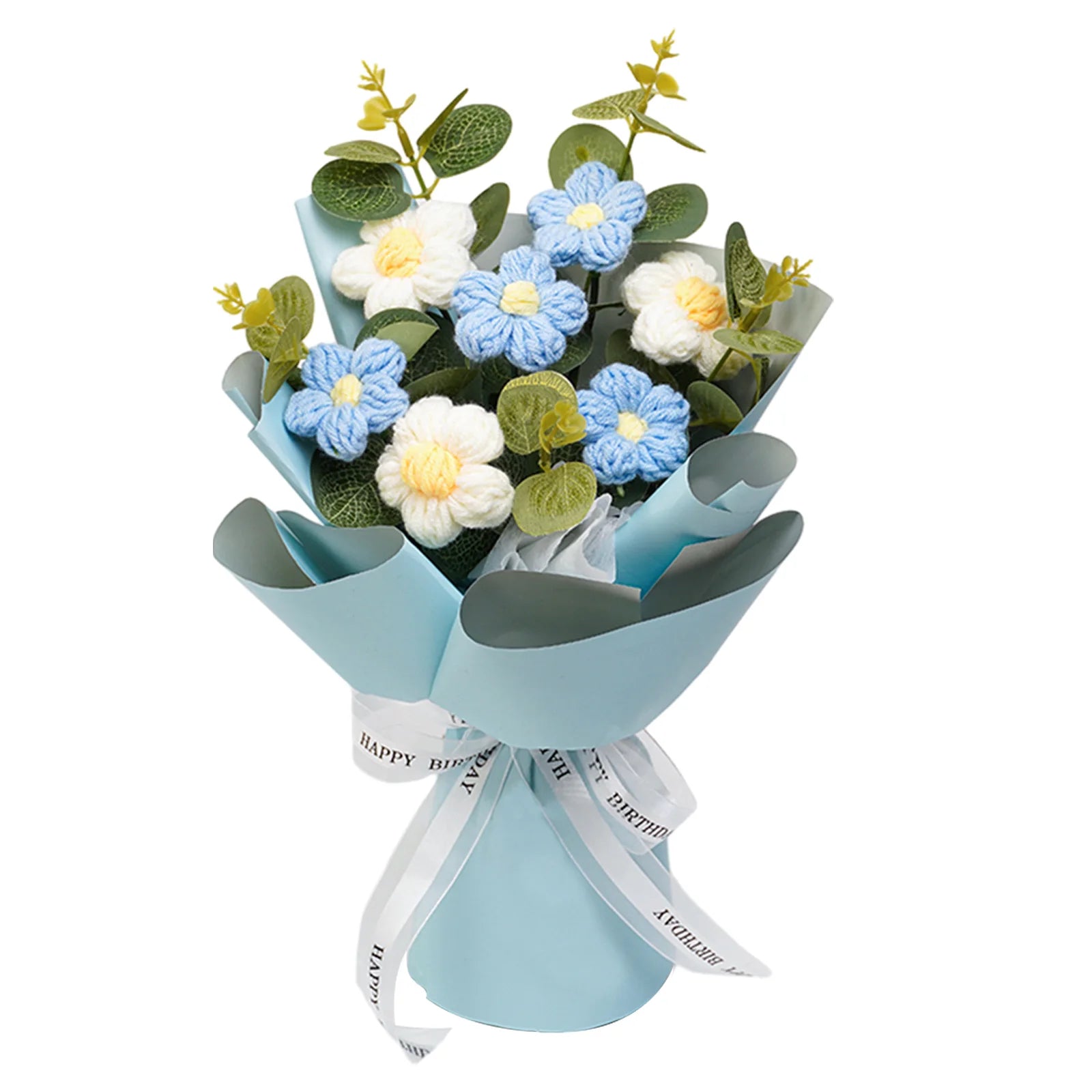 Handcrafted Knitted Crochet Flower Bouquet for Home Decor