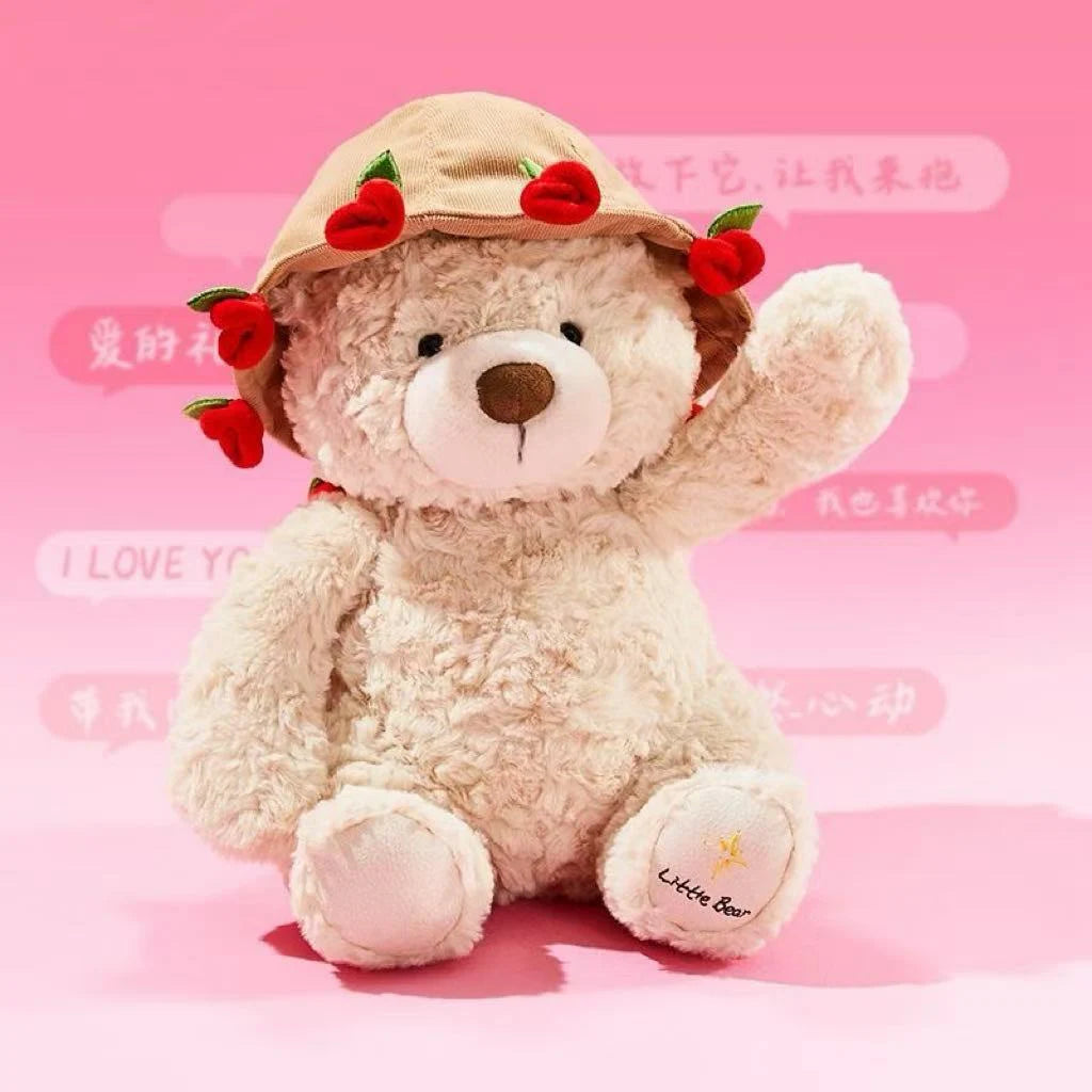 Kawaii Teddy Bear Plush with Roses - Perfect Gift for Lovers