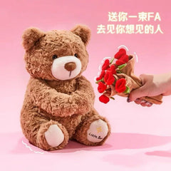 Kawaii Teddy Bear Plush with Roses - Perfect Gift for Lovers